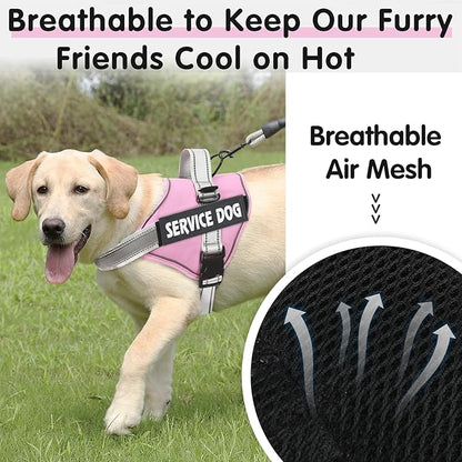MUMUPET Service Dog Harness with 3M Reflective Safety, Easy Adjust & No-Pull Design - Breathable Nylon Handle for Small/Medium/Large Dogs
