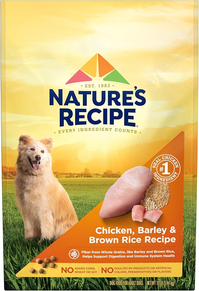 Nature′s Recipe Chicken, Barley & Brown Rice Recipe Dry Dog Food, 12 lb. Bag