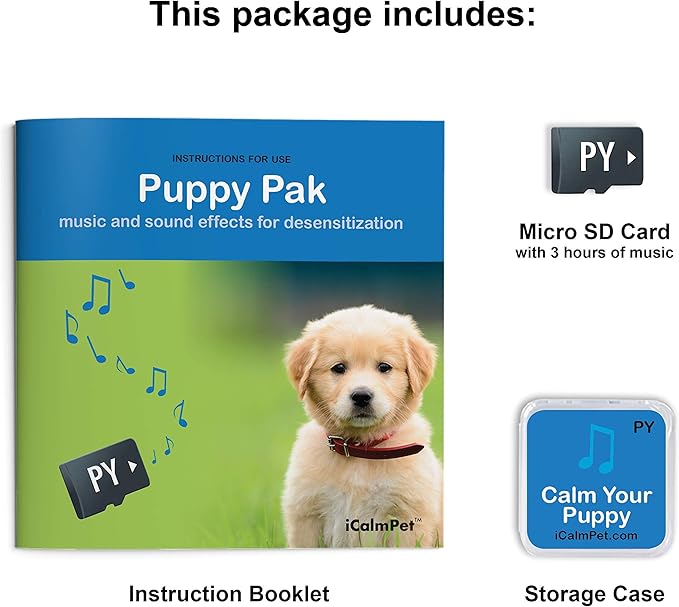 iCalmPet | Through a Dog's Ear: Calm Your Puppy | Micro SD Card | 3-hrs | Early Treatment of Noise Phobias and Sound sensitivities in Younger Canines