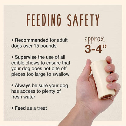 Cadet Stuffed Shin Bone, Long-Lasting Dog Chew Bones for Aggressive Chewers, High Protein Filled Bone Dental Chew for Dogs, Peanut Butter Flavor Filling, 3-4" for Small Dogs, 3 Pack
