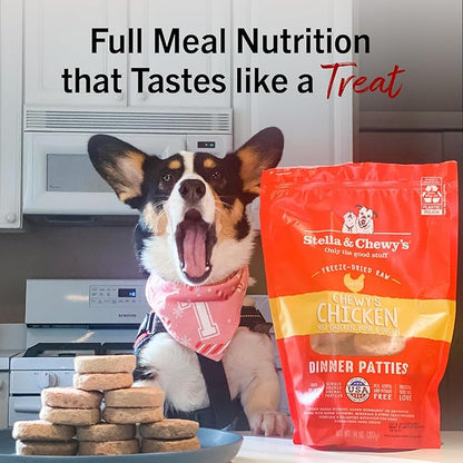 Stella & Chewy's Freeze-Dried Raw Dinner Patties - Chicken Recipe - High Protein Grain-Free Puppy & Dog Food - Perfect For Picky Eaters - 5.5 oz