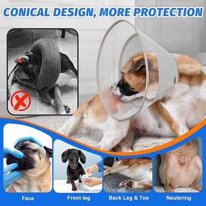 Dog Cone Collar with Soft Liner to Stop Licking, Elizabeth Recovery Collar After Surgery for Large Medium Dogs, Comfortable Pet Head Cone Alternative for Neutering Spay Injury (L)