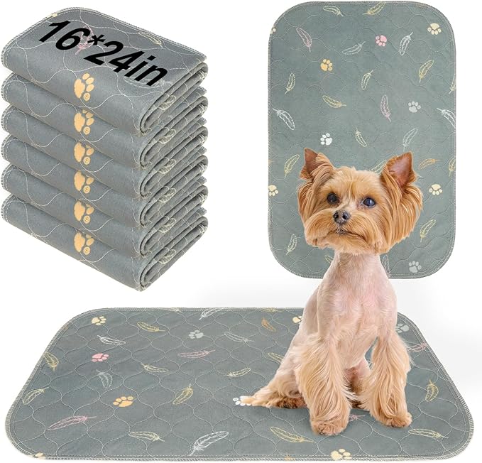BEAUTYZOO Reusable Puppy Pads,Washable Pee Pads for Dogs,Non Slip Wee Wee Pad for Potty Training,Thick Heavy Absorbent Underpads for Playpen,Bed,Sofa,Crate,Whelping,Travel & Outdoor Spring, 16"x 24"