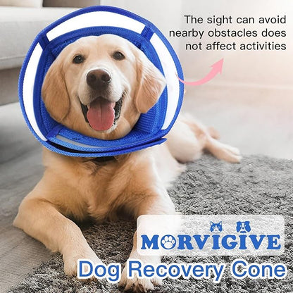 Comfortable Cone for Large Dogs to Stop Licking - Adjustable Elizabethan E-Collar for After Surgery Recovery, Neuter & Wound Protection,Lightweight Breathable Prevent Biting (Blue, XL)