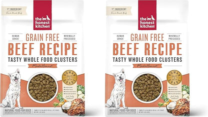 The Honest Kitchen Whole Food Clusters Grain Free Beef Dry Dog Food, 1 lb (Pack of 2)