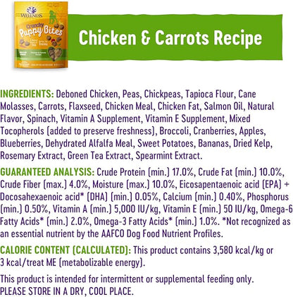 Wellness Puppy Treats,Natural,Training Treat,Grain Free,Crunchy Chicken & Carrot (6 Ounce Bag),(Pack of 2)