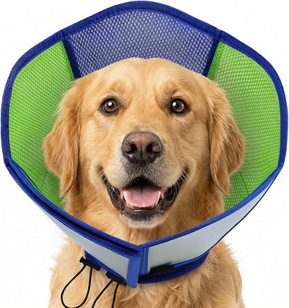AOFITEE Large Dog Cone - Soft Dog Cone to Stop Licking, Adjustable Extra Large Cones Dogs for Wound Healing, Pet Elizabethan Cones Collar After Surgery, XL Fabric Pet E-Collar, Bluegreen X-Large