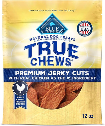 Blue Buffalo True Chews Premium Jerky Cuts Dog Treats, Made in the USA with Natural Ingredients, Chicken, 12-oz Bag