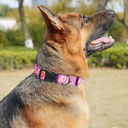 Dog Collar Adjustable Puppy Collar for Small Medium Large Dogs, Nylon Safety Collars with Leopard Print Night Visibility, Pink S