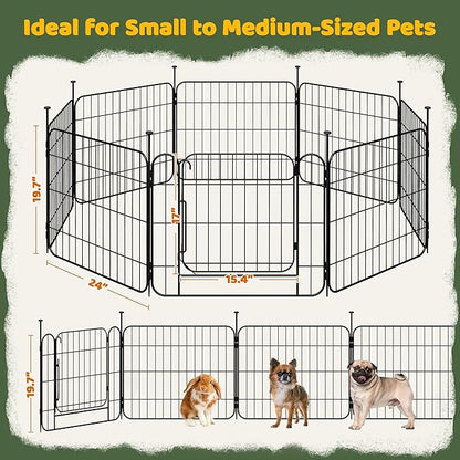 Yaheetech Expandable Dog Playpen, 8 Panel 20 inch Puppy Playpen with Door Indoor/Outdoor Pet Fence for Small Medium Dogs