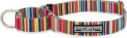 Lucky Love Dog Martingale Dog Collar - Adjustable, No-Slip, Durable, & Soft Webbing Collar for Male and Female Dogs Ideal for Training & Walking - Hippie, Medium