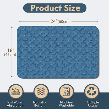 FunFurry Washable Pee Pads for Dogs - 2 Pack Reusable Pee Pads，Waterproof Puppy Pads，Pet Training Pads，Super Absorbent with Dog Paw Shape Non-Slip Backing (Blue, 18" X 24" - 2 Pack)