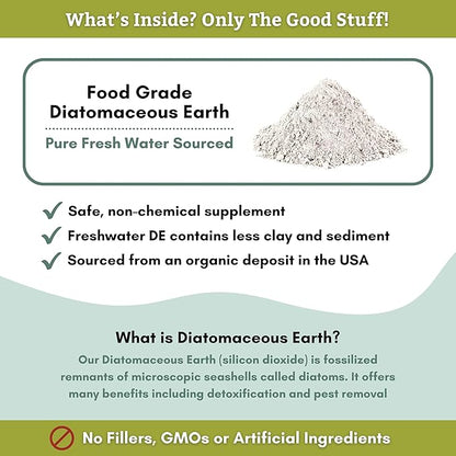 Wholistic Pet Organics Diatomaceous Earth - Food Grade for Dogs & Cats - 26 Oz - Multi Use Powder - Pet Safe Non-Chemical Freshwater Sourced Silica Supports Overall Health - Made in USA - 210 Scoops