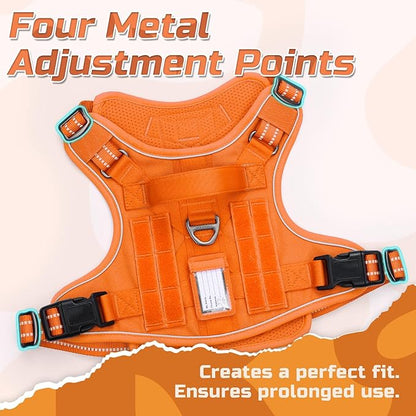 rabbitgoo Tactical Dog Harness for Small Dogs, No Pull Military Service Vest with Handle & Molle, Easy Control for Training Walking, Adjustable Reflective Straps, Orange, S