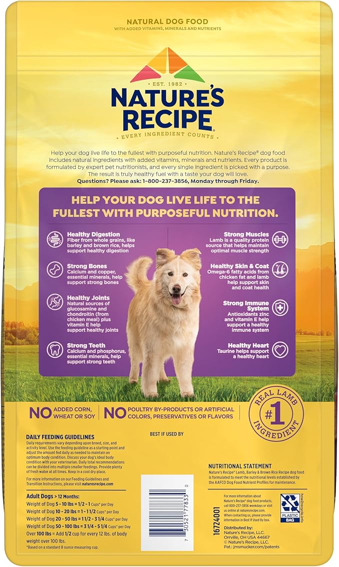 Nature's Recipe Lamb, Barley & Brown Rice Recipe Dry Dog Food, 4 lb. Bag
