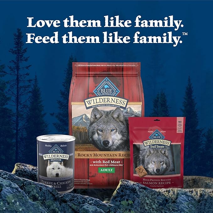 Blue Buffalo Wilderness Natural High Protein Wet Food for Senior Dogs, Turkey & Chicken, 12.5-oz Cans, 12-Count