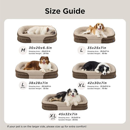 Bedsure XL Pro Orthopedic Dog Beds Large Sized Dog - 360° Oval Bolster Jumbo Dogs Bed for Senior Dogs with Waterproof Washable Cover, Extra Large Pet Sofa Couch with Ultra-Soft Fleece, Brown, 45"