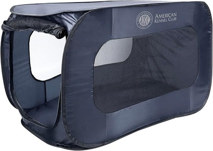 AKC 32-Inch Pop-Up Dog Kennel – Lightweight Travel Crate for Small Dogs – Foldable Indoor/Outdoor Pet Enclosure with Mesh Sides