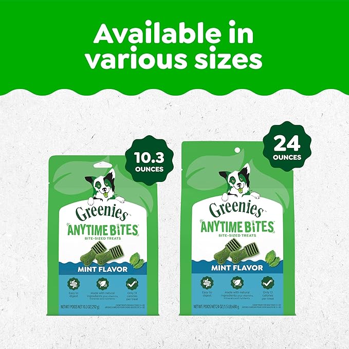 Greenies Anytime Bites Dog Treats, Mint Flavor, Dog Training Treats, 24 oz. Bag