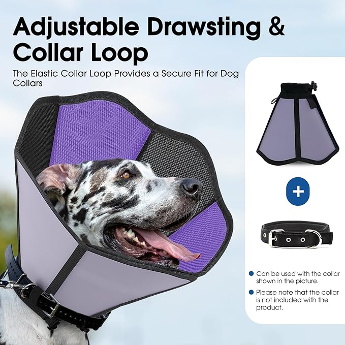 Cone for Dogs, Soft Dog Cone for Medium Large Dogs, Dog Cones Collar After Surgery to Stop Licking, Adjustable Pet Cones Alternative with Double-Layer Design, Black L