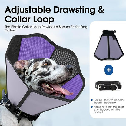 Dog Cones for Large Dogs, Soft Cone for Dogs to Stop Licking, Adjustable Dog Cone Collar Alternative After Surgery for Wound Care, Spay, Neuter, Black XL