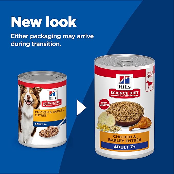 Hill's Science Diet Adult 7+ Wet Dog Food, Chicken & Barley, 13 oz. Cans, 12-Pack