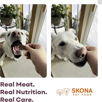 Skona PetFood Premium Chewy Dehydrated Beef Liver Jerky for Dogs & Cats, 1 lb of Beef Liver Dehydrated to 4 oz, Single-Ingredient High Protein Training Treats, Supports Digestion & Liver Health, USA