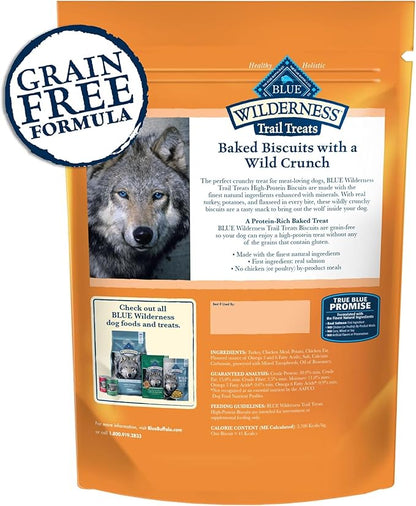 Blue Buffalo Wilderness Trail Treats High Protein Grain Free Dog Biscuits Crunchy Dog Treats, Turkey Recipe, 24-oz Bag
