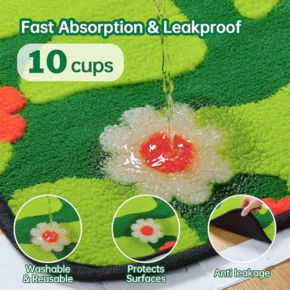 Qeils Reusable Puppy Pads for Small Dogs, Washable Pee Pads with Non-Slip , Absorbent Leakproof Mat for Crates, Playpens, Pet Beds & Whelping, Indoor Potty Training Grass Green, 23"x36", 2 Pack