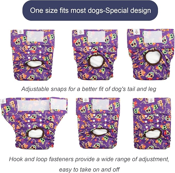 CuteBone Dog Diapers Female Washable Small Medium Large 3 Pack Reusable Doggie Diapers Puppy Period Pants for Doggy Heat Cycle Peeing