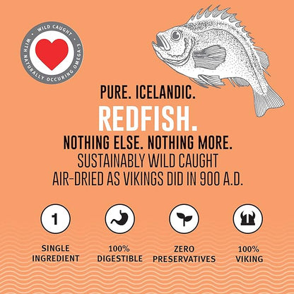 Icelandic+ Skin Rolls: Redfish - 3oz Bag, Dog Treats, Pure Wild-Caught Air-Dried Fish, Single Ingredient Snacks, Pe Chews, Just The Fish Nothing Else