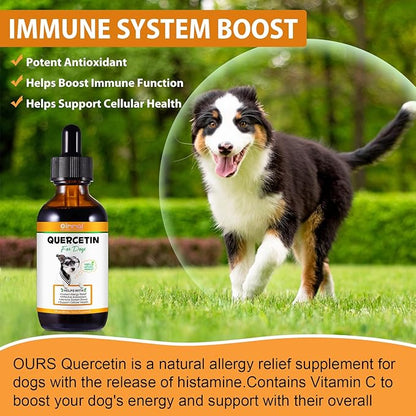 Quercetin for Dogs, Dog Quercetin Liquid Drops, Dog Herbal Supplement Support Allergy Relief, Cellular Health, Immune Boost, Antioxidant 60 ml-2pcs