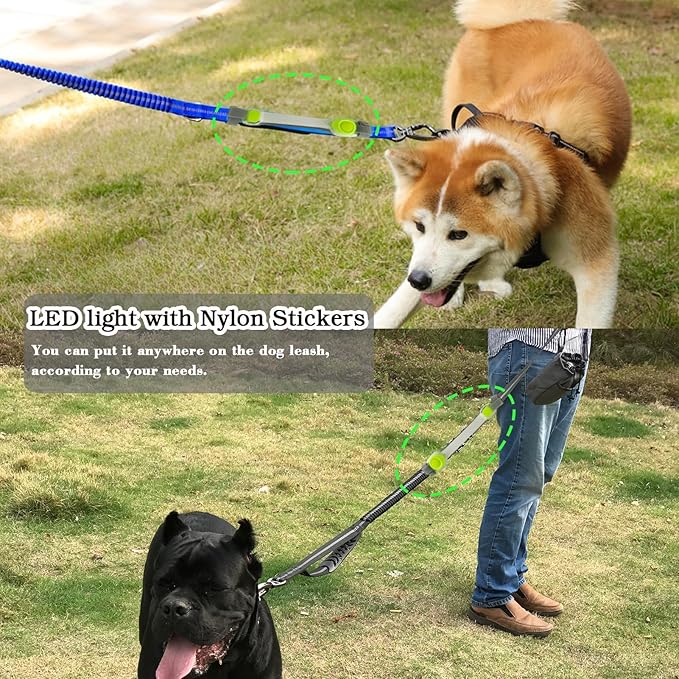 Heavy Duty Dog Leash and LED Light Set, LED Light with Nylon Stickers, Universal Glowing Accessories Easy to Attach Collar Leash and Harness, Safety LED Light Up Band for Dogs at Night Walking