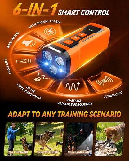 Dog Bark Deterrent Devices, 6 Modes 3X Ultrasonic Anti Barking Device for Dogs, 33 FT Range Barks No More Indoors Neighbor Outdoors with Flashlight,Dog Training Device