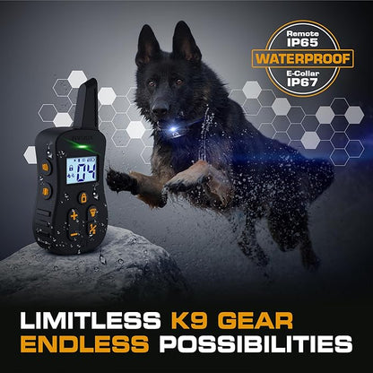 INVIROX Ultra K9 Dog Training Collar with Remote, 124 Levels for Reactive, Stubborn or Hard-to-Train Dogs, ¾ Mile Range, Night-Light Mode, Safe Communication, IP67 Waterproof E Collar for Large Dogs