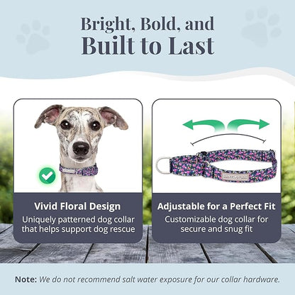 Lucky Love Dog Martingale Dog Collar & Leash - Adjustable, No-Slip, Durable, Comfortable, Soft Webbing, & Stylish Patterned Collar & Leash Set for Male and Female Dogs - Primrose Combo, Medium