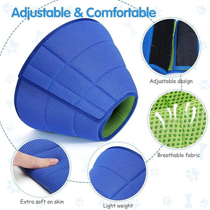 Adjustable Comfy Cones Soft Dog Cone Collar Alternative - for Large/Medium/Small Dogs to Stop Licking After Surgery, Comfortable Fabric Elizabethan Collars, Head Cone of Shame for Neuter Recovery - L