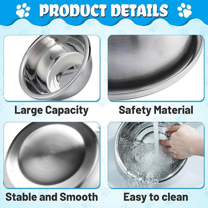 2 Pcs 0.7 Gallon Dog Bowls for Small Medium Dogs - Food Grade Stainless Steel Metal Water Bowl, Easy to Clean Food Bowls for Indoor Outdoor