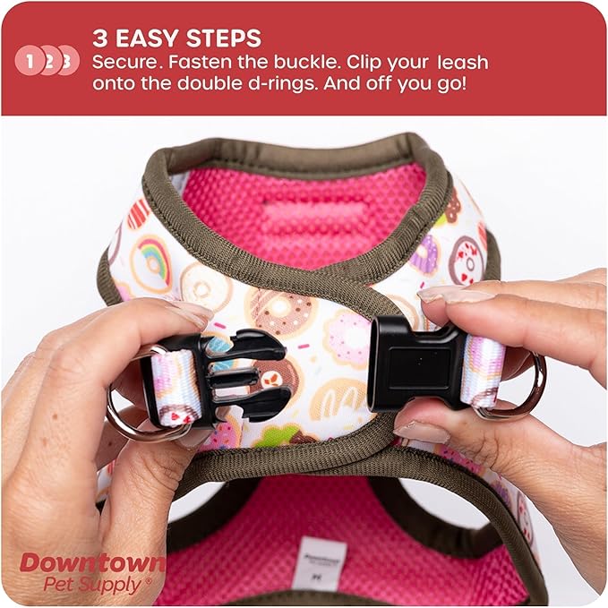 Downtown Pet Supply Step-in Dog Harness – No Pull, Adjustable Padded Mesh with Reflective Trim, Secure Buckle Strap – Comfortable & Breathable Small Dog Harness, X-Small, Donut