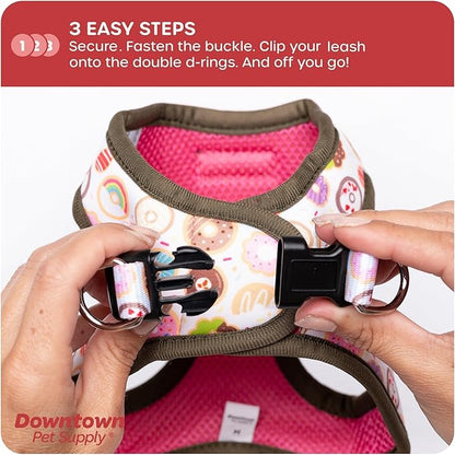 Downtown Pet Supply Step-in Dog Harness – No Pull, Adjustable Padded Mesh with Reflective Trim, Secure Buckle Strap – Comfortable & Breathable Small Dog Harness, X-Small, Donut