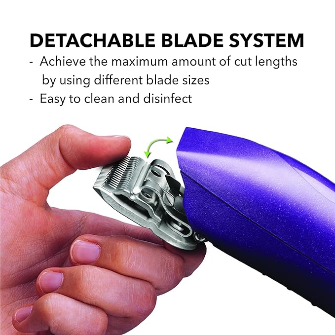 Andis 24820 EasyClip Professional-Animal 7-Piece Detachable Ceramic Blade Clipper Kit, Frustration Free Packaging, Purple
