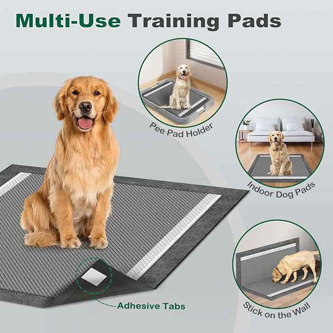 MIZOK Pee Pads for Dogs Charcoal, 28"x30" Large Wee Wee Pads for Dogs, Superior Odor Protection, Super Absorbent & Leak-Proof, Puppy Pads with Adhesive Tabs, Thick & Heavy (40 Counts)