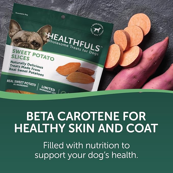 Healthfuls Sweet Potato Slices Healthy Dog Treats – Limited Ingredient, Grain Free, Made from Real Dried Sweet Potatoes, 16 oz