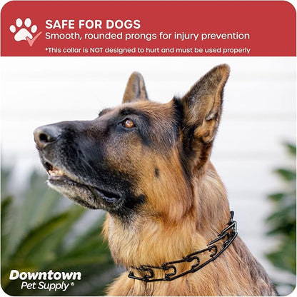Downtown Pet Supply Chrome Plated Prong Collar for Dogs, Medium - Adjustable, No-Choke and No Pull Dog Collar with Removable Links - Pinch Collar for Dogs 20-40 lbs and 20" Neck Width, Black