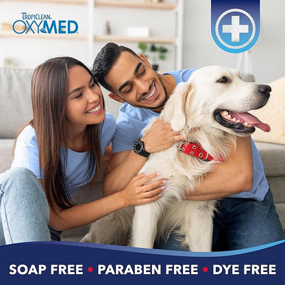 TropiClean Oxymed Cat & Dog Medicated Shampoo for Itchy Skin and Oxymed Medicated Itch Relief Spray Set, Skin Soothing Oatmeal Shampoo for Dogs & Cats | Set of 2