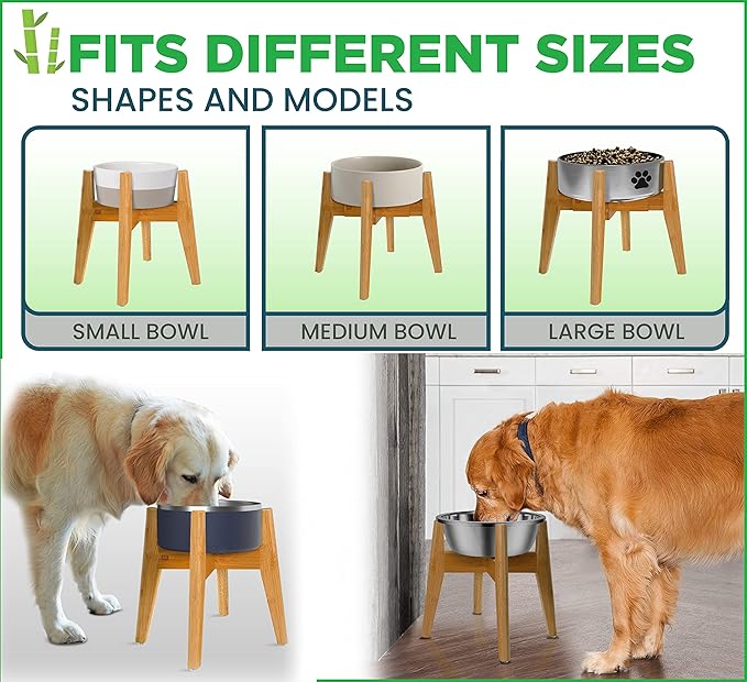 Dog Bowl Stand (12-inch High) - Ideal for Large Breeds, Adjustable, Elevates, Raises Pet Food Feeders, Water Dishes, Fountains - (Bowls not Included)