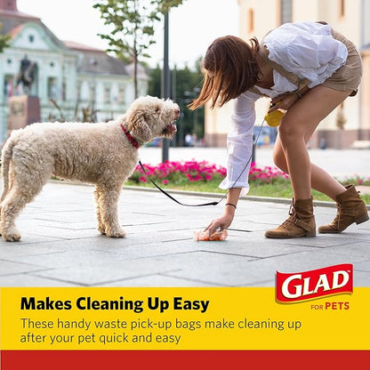 Glad for Pets Large Dog Waste Bags, Scented, Tear-Resistant, 16 Rolls | Heavy Duty Dog Poop Bags for Fast and Easy Waste Cleanup | 16 Rolls Waste Bags, 240 Bags Total