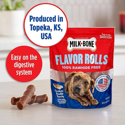 Milk-Bone Flavor Rolls Chicken Doodle Dandy Rawhide Free Dog Treat with Chicken, 5-Count Bag