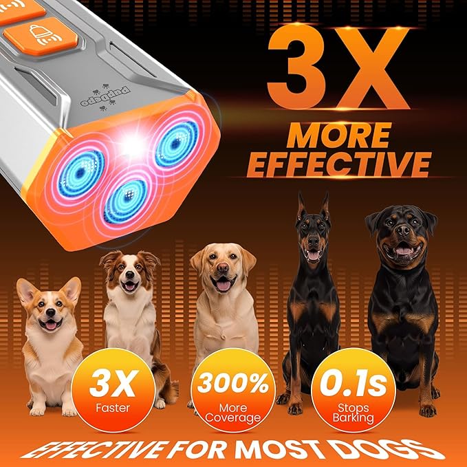 Dog Bark Deterrent Device with Dog Training Clicker – Ultrasonic Anti Barking Device for Dogs, Portable Dog Bark Stopper for Training & Behavior Control, Safe for Own or Neighbor’s Dog