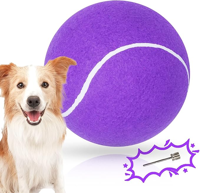 Banfeng Big Tennis Ball for Dogs, Giant Dog Tennis Ball Toy Large Outdoor Sports Gift for Small Medium Large Dog (Purple, 9.5 inch)
